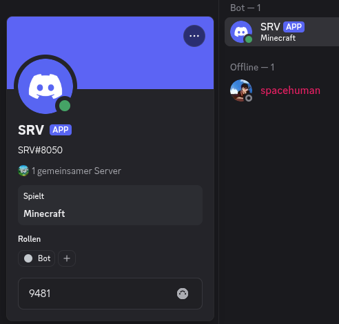 Send the code to the SRV bot on Discord